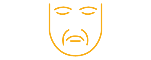 Gelbes Icon eines Gesichts mit Falten