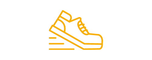 Gelbes Icons eines laufenden Schuhs