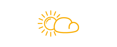 Gelbes Icons einer Sonne mit Wolke