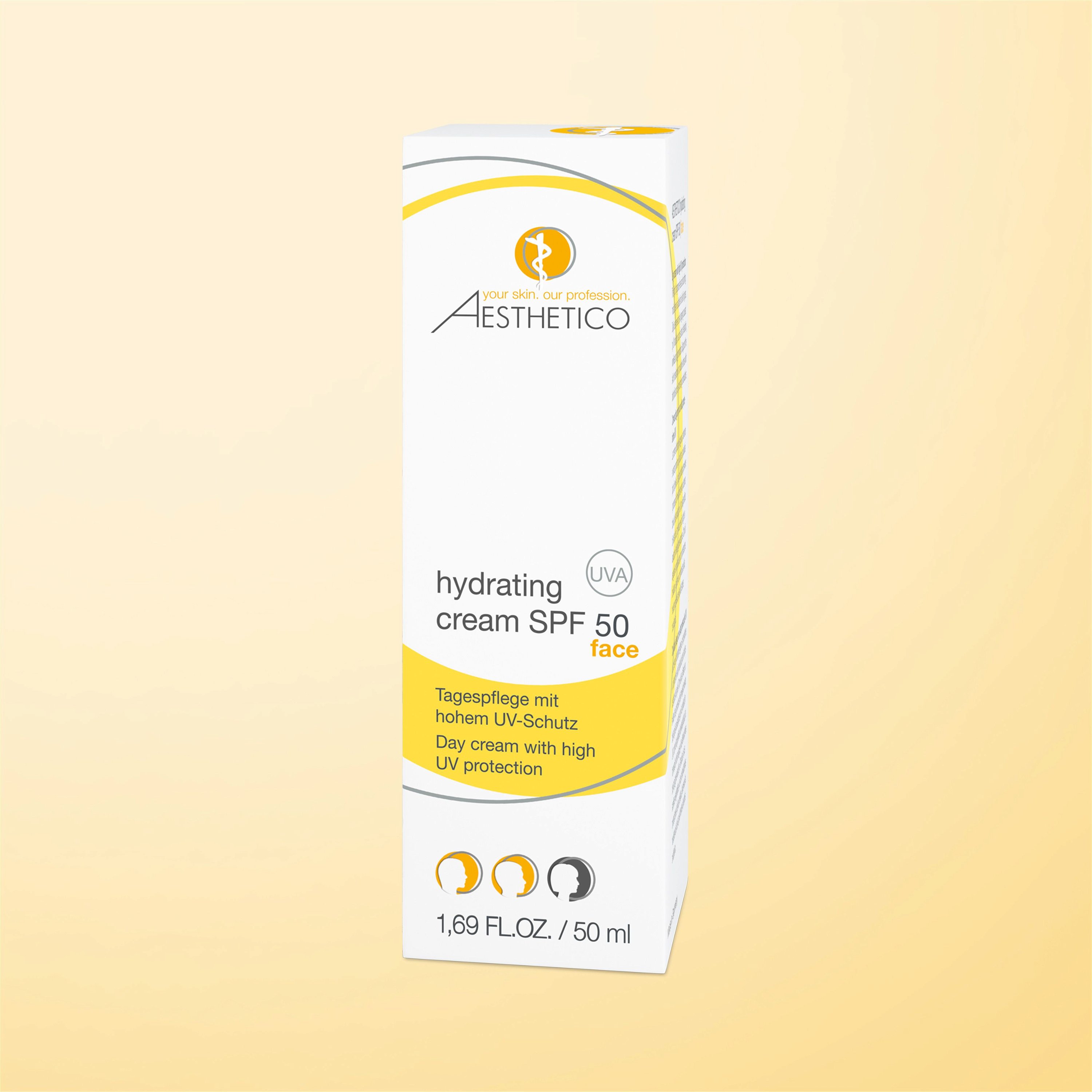 Umverpackung AESTHETICO hydrating cream SPF 50, 50 ml